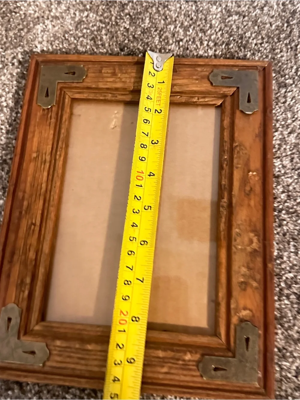 Vintage 5x7 wood frame with metal accents